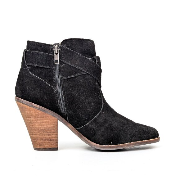 Dolce Vita Women Solid Black Suede Buckle Western Ankle Boots size 10 - Picture 5 of 8